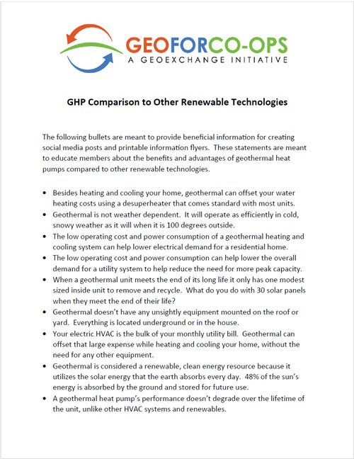 GHP Compairon to Other Renewable Tech