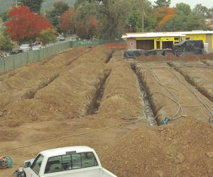 New construction bore field under future parking lot